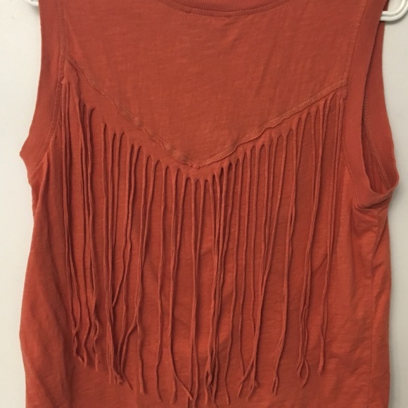 I Jeans by Buffalo Top M sleeveless rust fringe - Picture 6 of 8